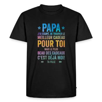 Papa Meilleur Cadeau C'est Moi Ta Fille - T-shirt Premium bio Homme - noir - Devant - Nico (187cm)