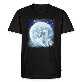 Chevaux blancs au clair de lune cheval d’équitation - T-shirt Premium bio Homme - noir - Devant - Nico (187cm)