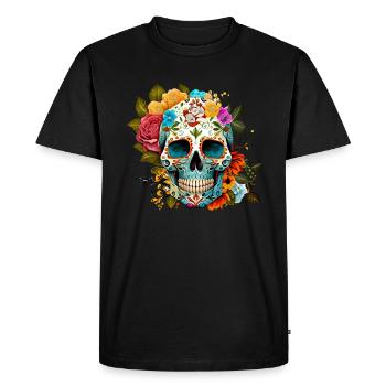 La Catrina Jour du crâne de sucre mort - T-shirt Premium bio Homme - noir - Devant - Nico (187cm)