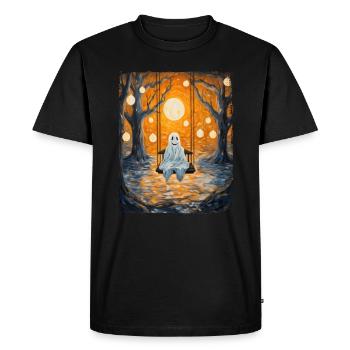 Ghost On Swing Halloween Art Costume Kids - Men's Premium Organic T-Shirt - black - Front - Nico (187cm)