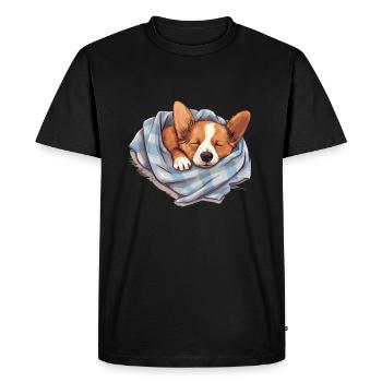 Chien Corgi endormi Chien Ami - T-shirt Premium bio Homme - noir - Devant - Nico (187cm)