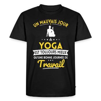 Mauvais jour de yoga mieux que journée travail - T-shirt Premium bio Homme - noir - Devant - Nico (187cm)