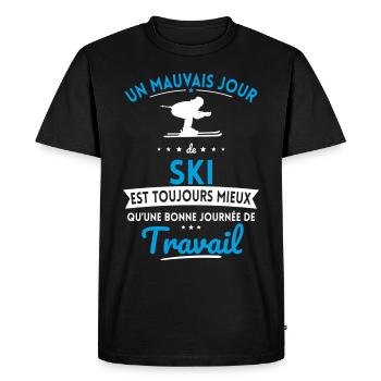 Mauvais jour de ski mieux que journée travail - T-shirt Premium bio Homme - noir - Devant - Nico (187cm)
