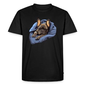 chiot chien mignon bouledogue français - T-shirt Premium bio Homme - noir - Devant - Nico (187cm)