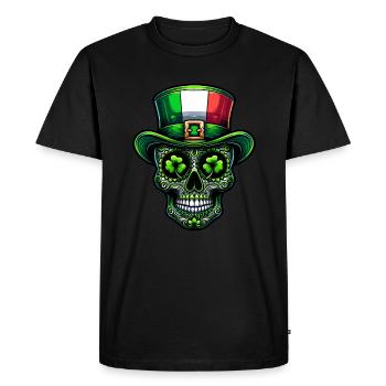 Sugar Skull Irish Ireland Shamrock St Patrick's Day - Men's Premium Organic T-Shirt - black - Front - Nico (187cm)