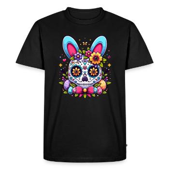 Coloré Sugar Skull lapin de Pâques oeuf de Pâques panier de Pâques - T-shirt Premium bio Homme - noir - Devant - Nico (187cm)