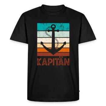 Voilier, bateau à moteur, capitaine, marin, maman, papa - T-shirt Premium bio Homme - noir - Devant - Nico (187cm)