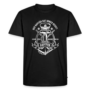 Voilier, bateau à moteur, capitaine, marin, maman, papa - T-shirt Premium bio Homme - noir - Devant - Nico (187cm)