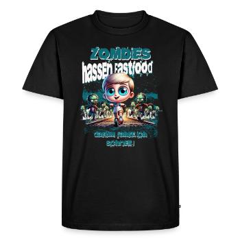 Les zombies détestent la restauration rapide - T-shirt Premium bio Homme - noir - Devant - Nico (187cm)