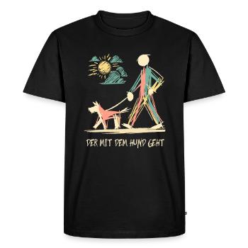 Celui qui marche avec le chien Drôle de dicton de chien - T-shirt Premium bio Homme - noir - Devant - Nico (187cm)