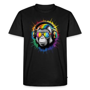 DJ Cool Fun Drôle, Coloré, Pop Art, Techno Festival - T-shirt Premium bio Homme - noir - Devant - Nico (187cm)