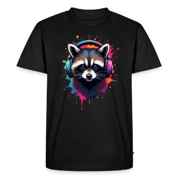 raton laveur DJ Costume Carnaval Concert Festival Musique - T-shirt Premium bio Homme - noir - Devant - Nico (187cm)