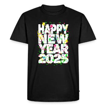 Fête du Nouvel An Bonne Année 2025 - T-shirt Premium bio Homme - noir - Devant - Nico (187cm)