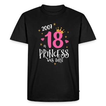 18e anniversaire Une princesse née en 2007 - T-shirt Premium bio Homme - noir - Devant - Nico (187cm)