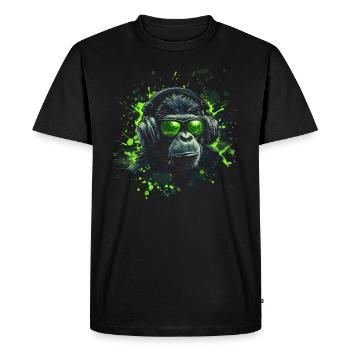DJ Tenue cool Pop Art Techno Festival Singe - T-shirt Premium bio Homme - noir - Devant - Nico (187cm)