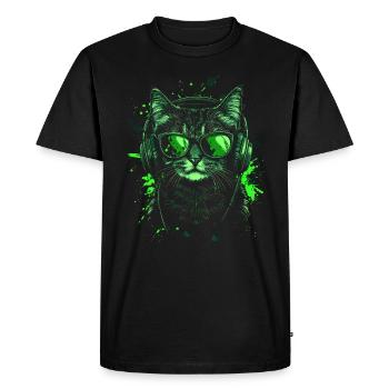 DJ Tenue cool Pop Art Techno Festival Chat - T-shirt Premium bio Homme - noir - Devant - Nico (187cm)
