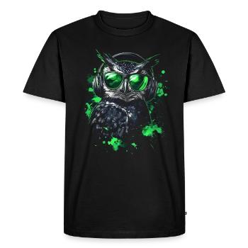 DJ Tenue cool Pop Art Techno Festival Hibou - T-shirt Premium bio Homme - noir - Devant - Nico (187cm)