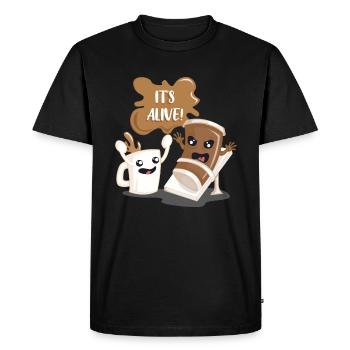 Café comme un monstre de film - T-shirt Premium bio Homme - noir - Devant - Nico (187cm)