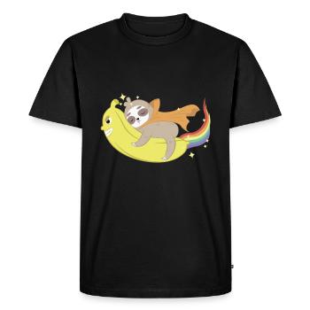 Faultier fliegt auf einer Banane - T-shirt Premium bio Homme - noir - Devant - Nico (187cm)