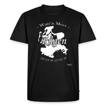 Rügen - Watt n Meer - Männer Premium Bio T-Shirt - Schwarz - Vorne - Nico (187cm)