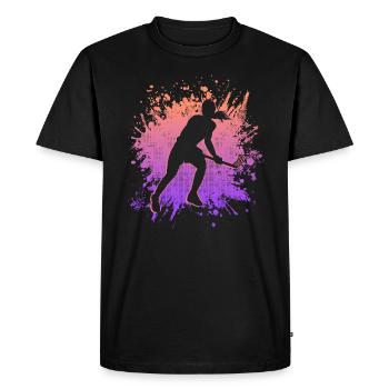 Joueur de floorball Floorballer Femmes Floorball - T-shirt Premium bio Homme - noir - Devant - Nico (187cm)