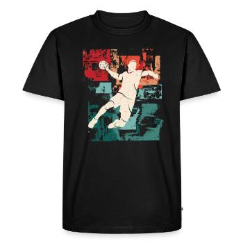 Joueur de handball Joueur de handball vintage Handball - T-shirt Premium bio Homme - noir - Devant - Nico (187cm)