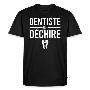 Dentiste qui déchire cadeau meilleur dentiste - T-shirt Premium bio Homme - noir - Devant - Nico (187cm)