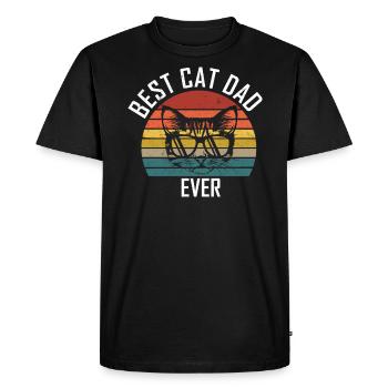 Meilleur papa chat motif chat cadeau rétro papa chat - T-shirt Premium bio Homme - noir - Devant - Nico (187cm)