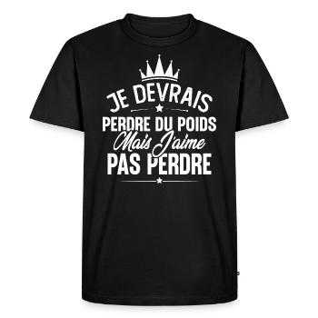 Je devrais perdre du poids mais j'aime pas perdre - T-shirt Premium bio Homme - noir - Devant - Nico (187cm)