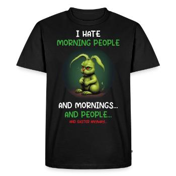 Je déteste les matins Édition de Pâques - T-shirt Premium bio Homme - noir - Devant - Nico (187cm)