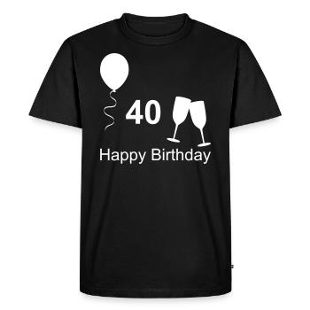 Joyeux anniversaire 40 - Anniversaire quarante ans - T-shirt Premium bio Homme - noir - Devant - Nico (187cm)