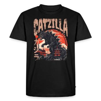 Catzilla Japanese cat vintage - Men's Premium Organic T-Shirt - black - Front - Nico (187cm)