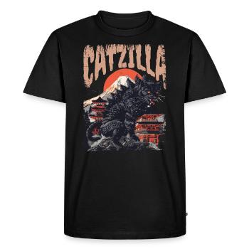 Catzilla Kaiju Monster Vintage - Men's Premium Organic T-Shirt - black - Front - Nico (187cm)