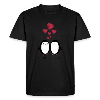 Tout ce dont vous avez besoin, c'est de l'amour et des pingouins - T-shirt Premium bio Homme - noir - Devant - Nico (187cm)