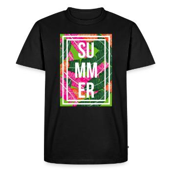 Palmes d’été - T-shirt Premium bio Homme - noir - Devant - Nico (187cm)