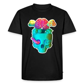 Crâne bleu - T-shirt Premium bio Homme - noir - Devant - Nico (187cm)