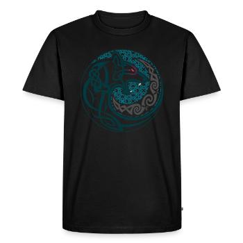 Nordischer Wolf - Wikinger - Männer Premium Bio T-Shirt - Schwarz - Vorne - Nico (187cm)