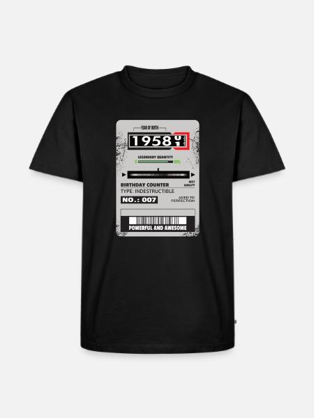 Three-phase meter birthday 1958 gift - Men's Premium Organic T-Shirt - black