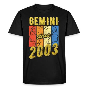 Gemini Zodiac 2003 Gift - Men's Premium Organic T-Shirt - black - Front - Nico (187cm)