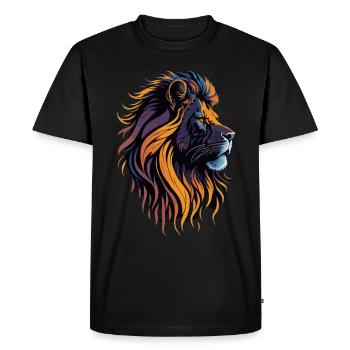 Lion majestueux au coucher du soleil. - T-shirt Premium bio Homme - noir - Devant - Nico (187cm)