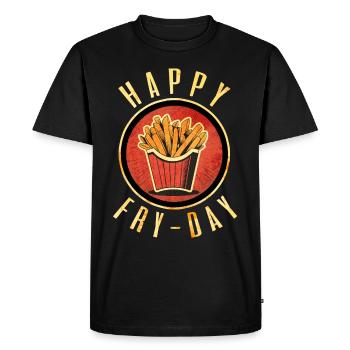 Happy Fry Day - Golden French Fries - Men's Premium Organic T-Shirt - black - Front - Nico (187cm)