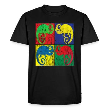 Caméléon Pop Art - T-shirt Premium bio Homme - noir - Devant - Nico (187cm)