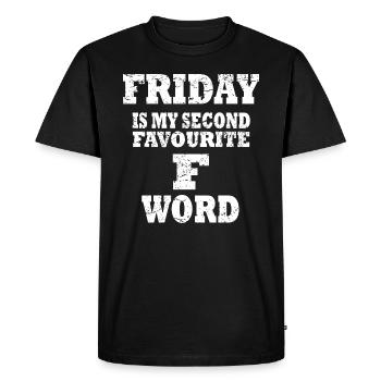 Vendredi F mot préféré disant drôle - T-shirt Premium bio Homme - noir - Devant - Nico (187cm)