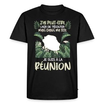 J'aime La Réunion Au Dessus De Tout - T-shirt Premium bio Homme - noir - Devant - Nico (187cm)
