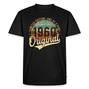 Septembre 1960 Vintage Anniversaire Rétro - T-shirt Premium bio Homme - noir - Devant - Nico (187cm)