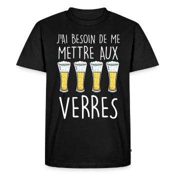 Jardin Citation Apéritif Humour Apéro - T-shirt Premium bio Homme - noir - Devant - Nico (187cm)