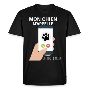 mon chien m'appelle Cadeau A offrir Fan De Chien - T-shirt Premium bio Homme - noir - Devant - Nico (187cm)