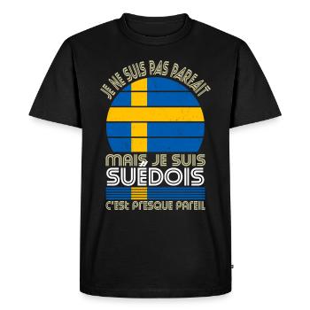 Je ne suis pas parfait mais je suis Suédois - T-shirt Premium bio Homme - noir - Devant - Nico (187cm)