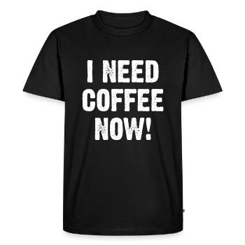 I Need Coffee Now! - Men's Premium Organic T-Shirt - black - Front - Nico (187cm)