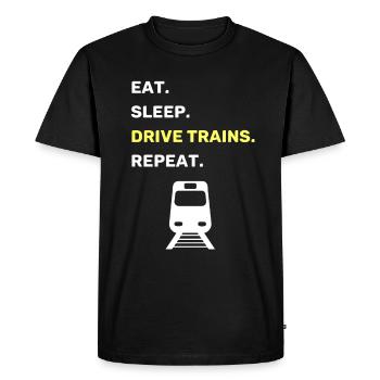 Train leader train funny saying - Men's Premium Organic T-Shirt - black - Front - Nico (187cm)
